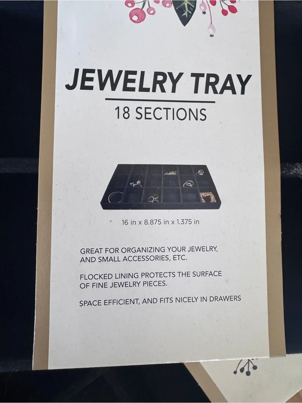Black Jewelry Tray Organizer - 18 Section
